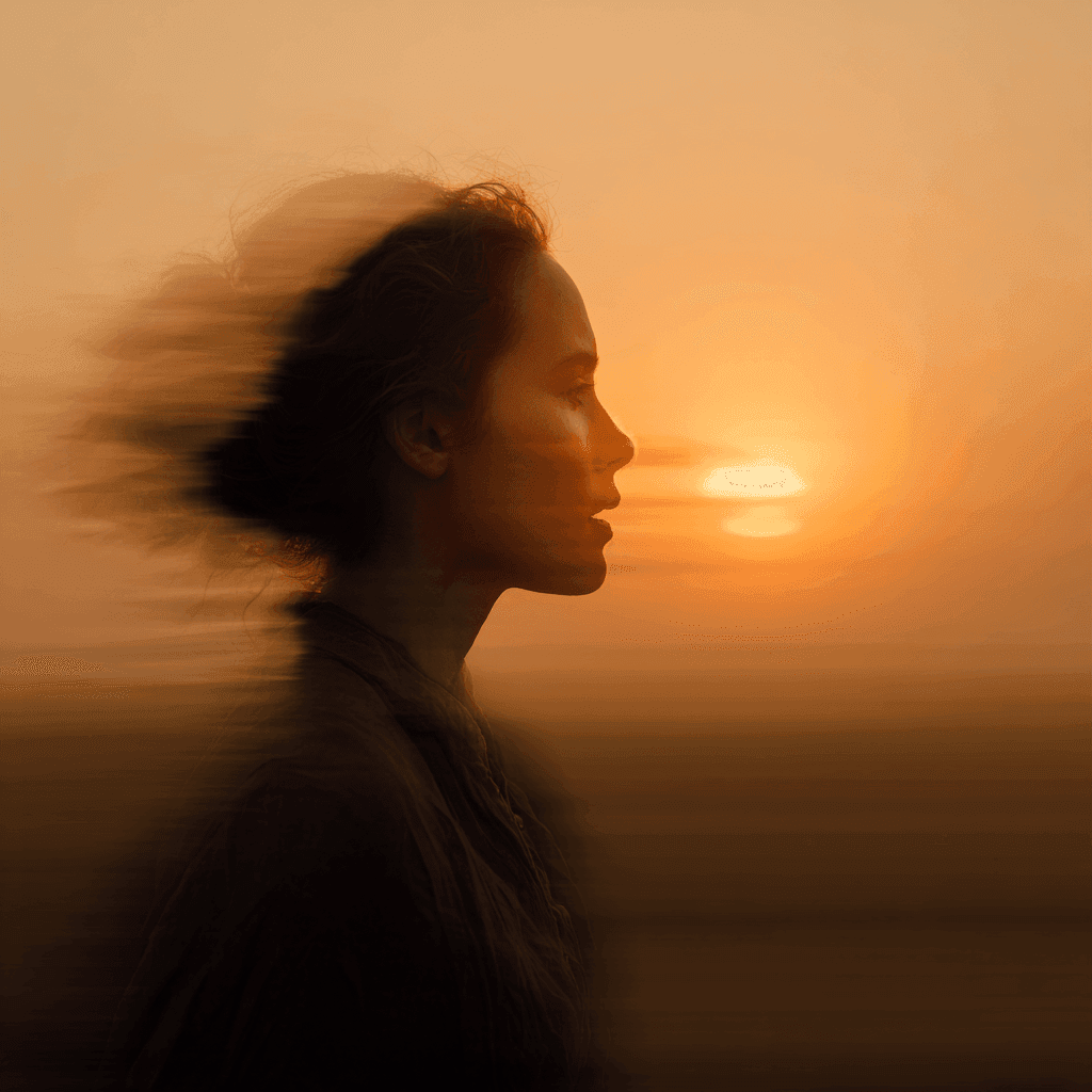 A soft silhouette of a woman, backlit